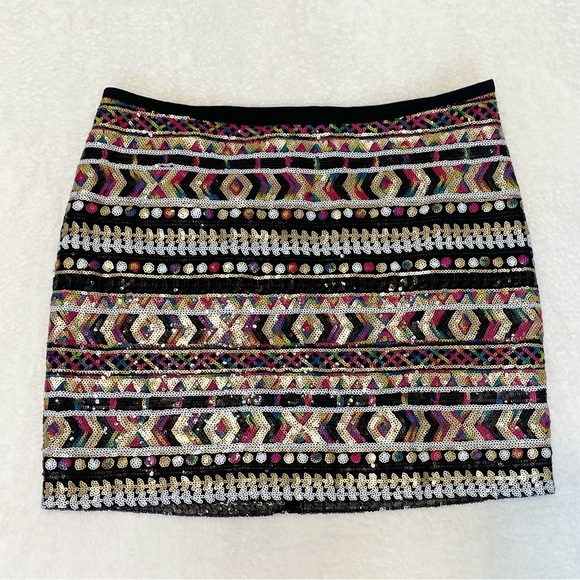 Guess Colorful Sequin Embellished Mini Skirt Festival Event Summer Art to Wear - Picture 2 of 8